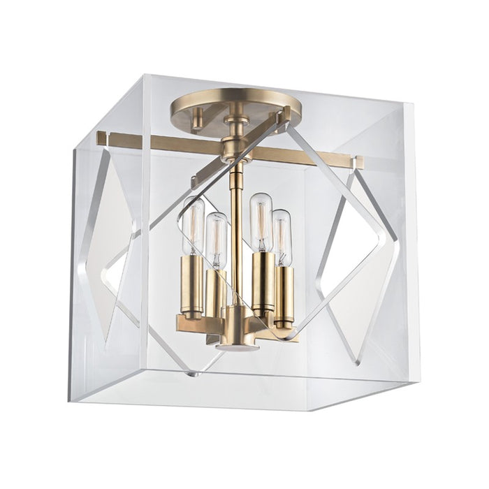 Hudson Valley 5912F-AGB Four Light Semi Flush Mount, Aged Brass