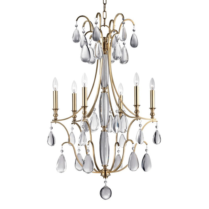 Hudson Valley 9324-AGB Six Light Chandelier, Aged Brass