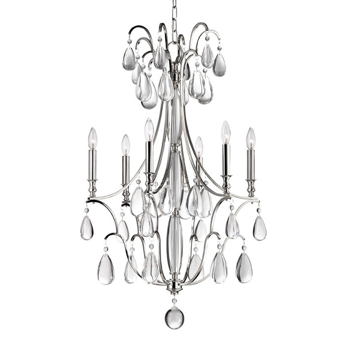Hudson Valley 9324-PN Six Light Chandelier, Polished Nickel