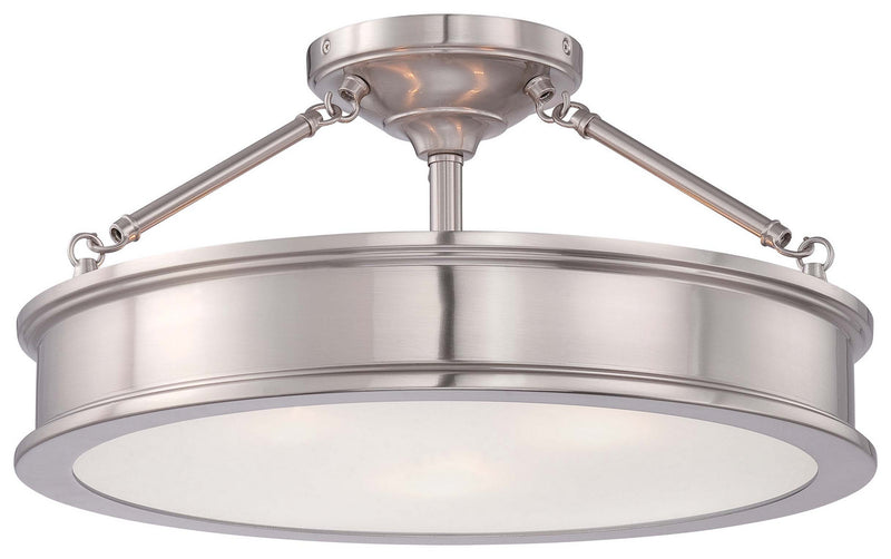 Minka-Lavery 4177-84 Three Light Semi Flush Mount, Brushed Nickel