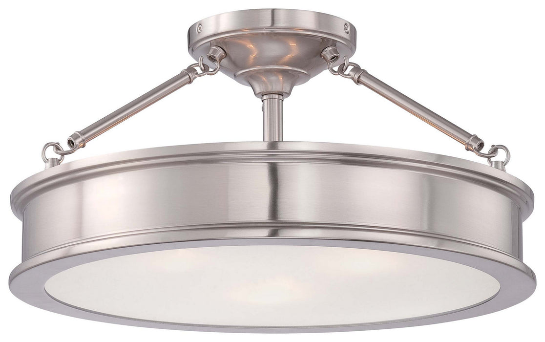 Minka-Lavery 4177-84 Three Light Semi Flush Mount, Brushed Nickel