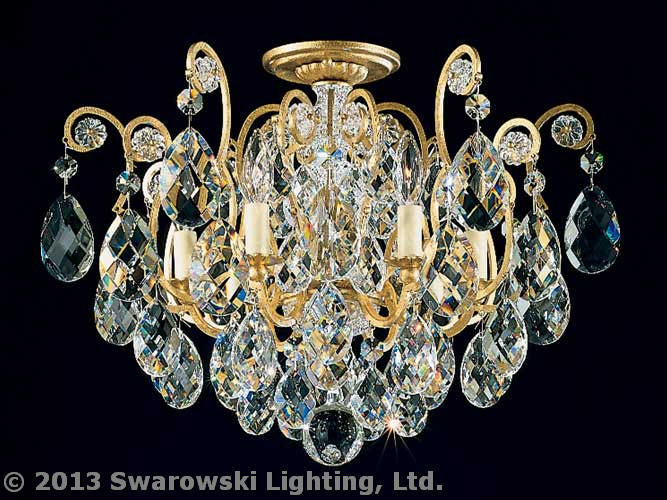 Schonbek 3784-22S Six Light Semi-Flush Mount, Heirloom Gold