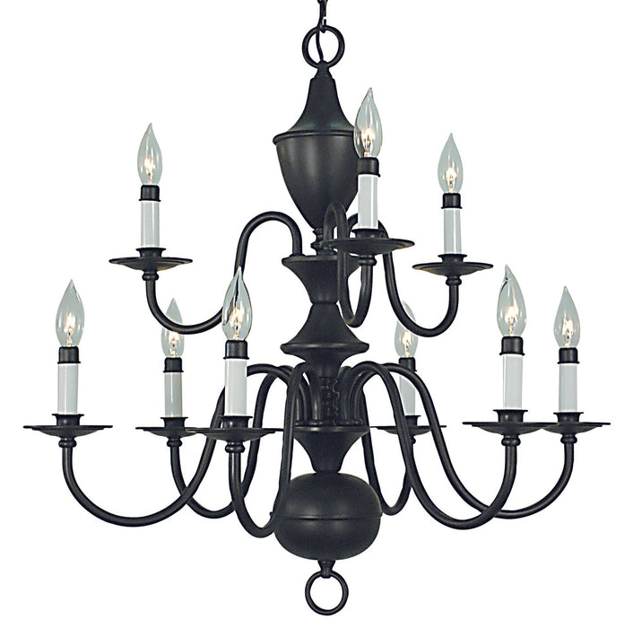 Framburg 2529 MB Nine Light Chandelier, Mahogany Bronze