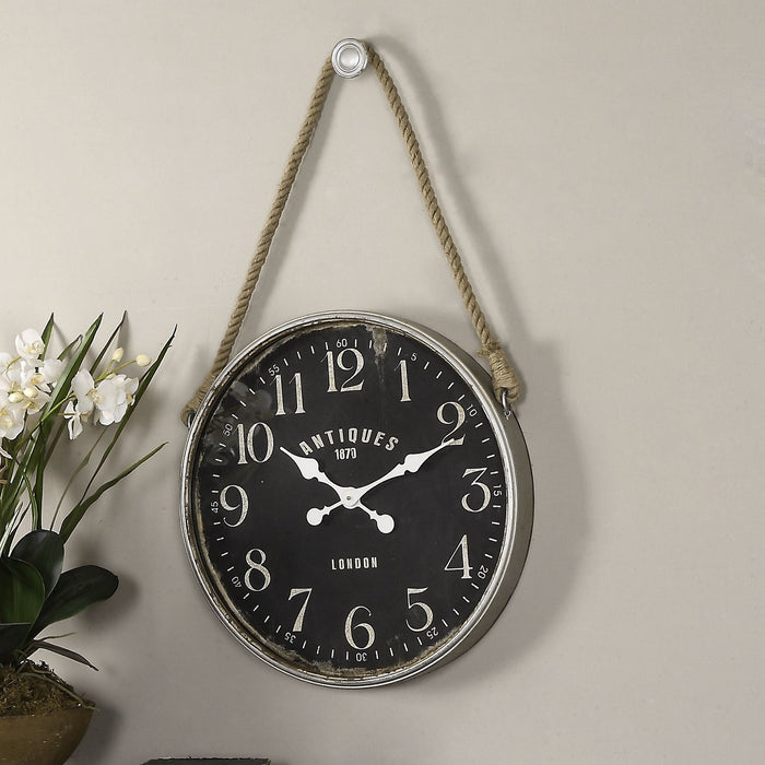 Uttermost 06428 Wall Clock, Aged Ivory w/Rust