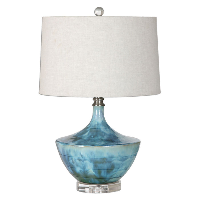 Uttermost 27059-1 One Light Table Lamp, Blue Ceramic Glaze