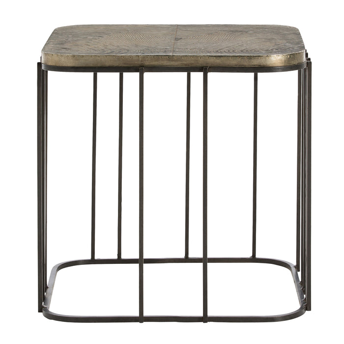Arteriors 2118 Side Table, Antique Silver/Natural Iron
