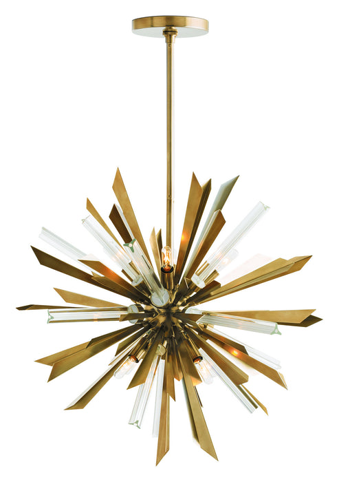 Arteriors 89027 Eight Light Chandelier, Antique Brass