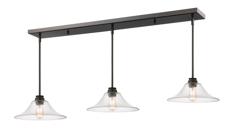 Z-Lite 428MP14-3OB Three Light Linear Chandelier, Olde Bronze