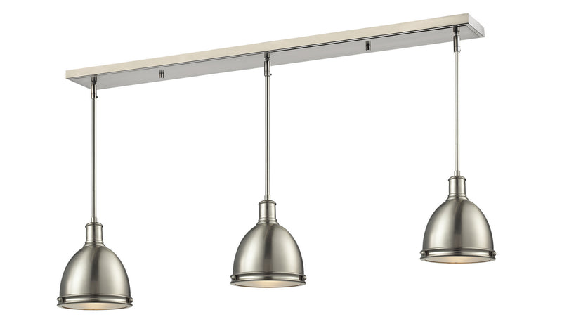 Z-Lite 710MP-3BN Three Light Linear Chandelier, Brushed Nickel