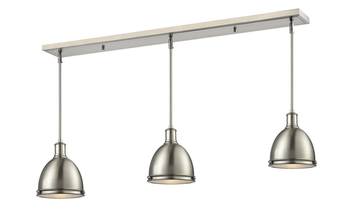 Z-Lite 710MP-3BN Three Light Linear Chandelier, Brushed Nickel