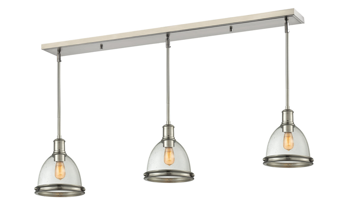 Z-Lite 718MP-3BN Three Light Linear Chandelier, Brushed Nickel