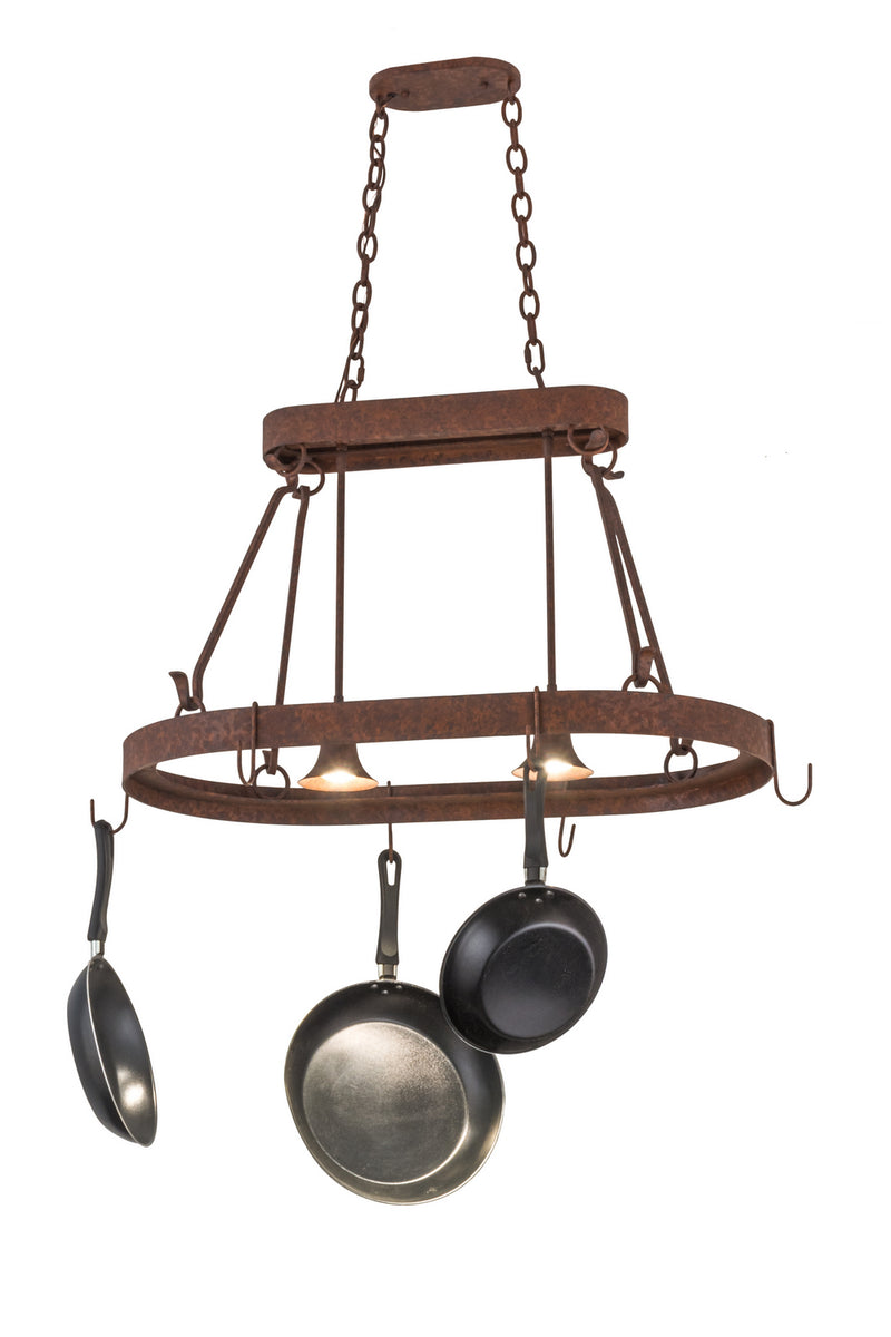 Meyda Tiffany 120183 Two Light Pot Rack, Rusty Nail