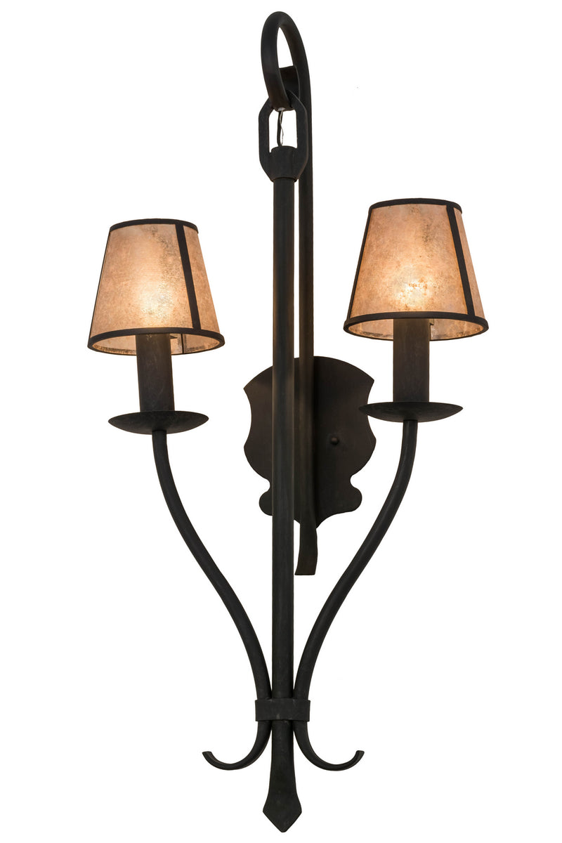 Meyda Tiffany 156881 Two Light Wall Sconce, Costello Black