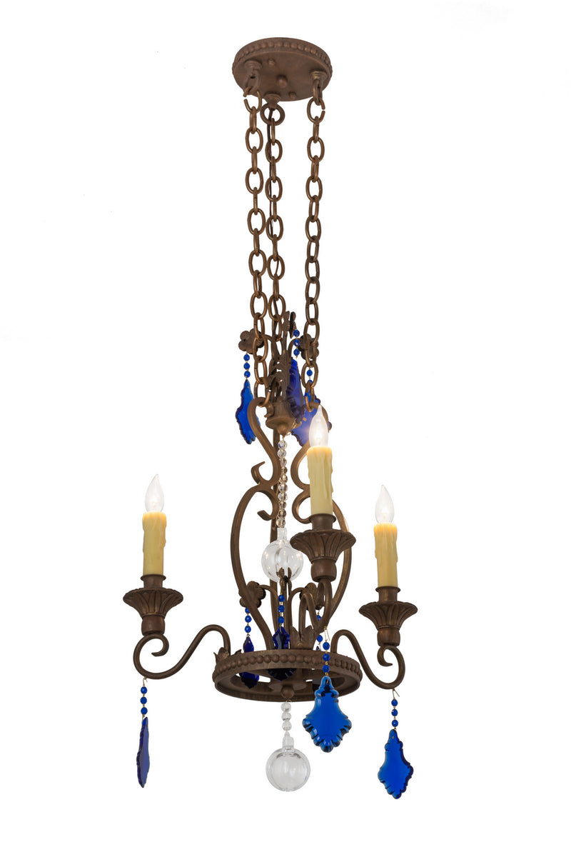 Meyda Tiffany 157205 Three Light Chandelier, Cortez Gold Customized