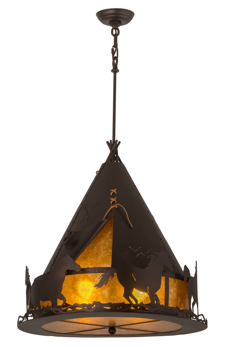 Meyda Tiffany 163123 Four Light Pendant, Mahogany Bronze