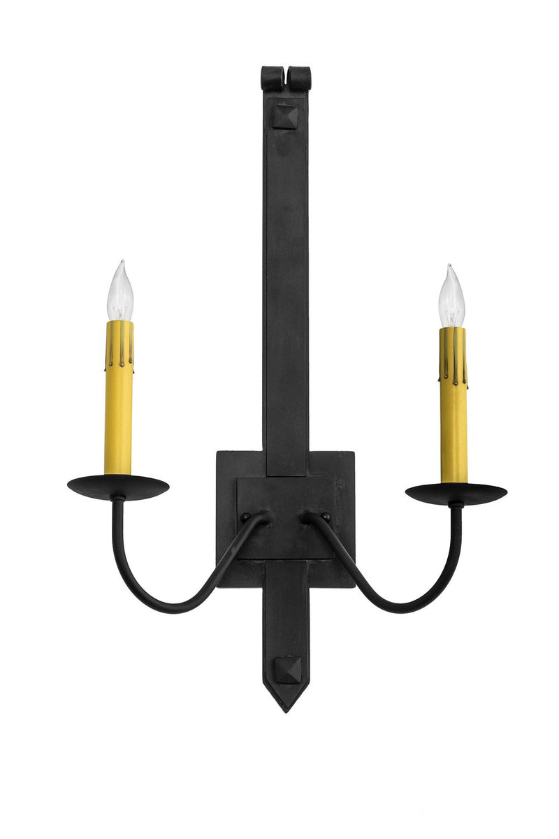 Meyda Tiffany 166556 Two Light Wall Sconce, Costello Black