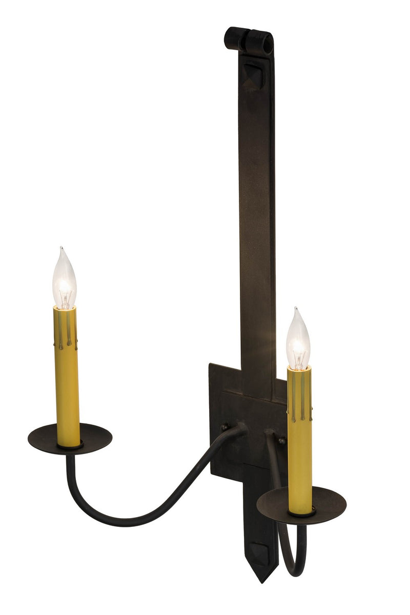 Meyda Tiffany 166556 Two Light Wall Sconce, Costello Black