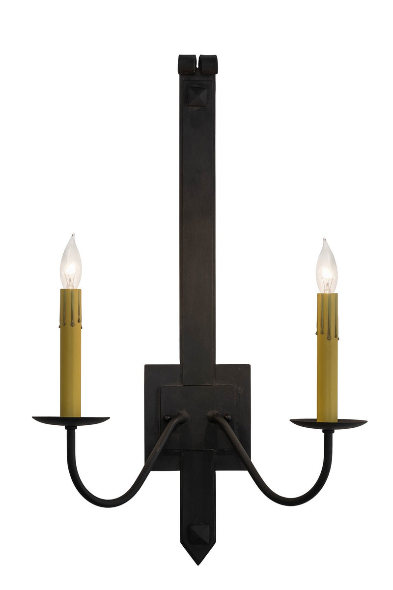 Meyda Tiffany 166556 Two Light Wall Sconce, Costello Black