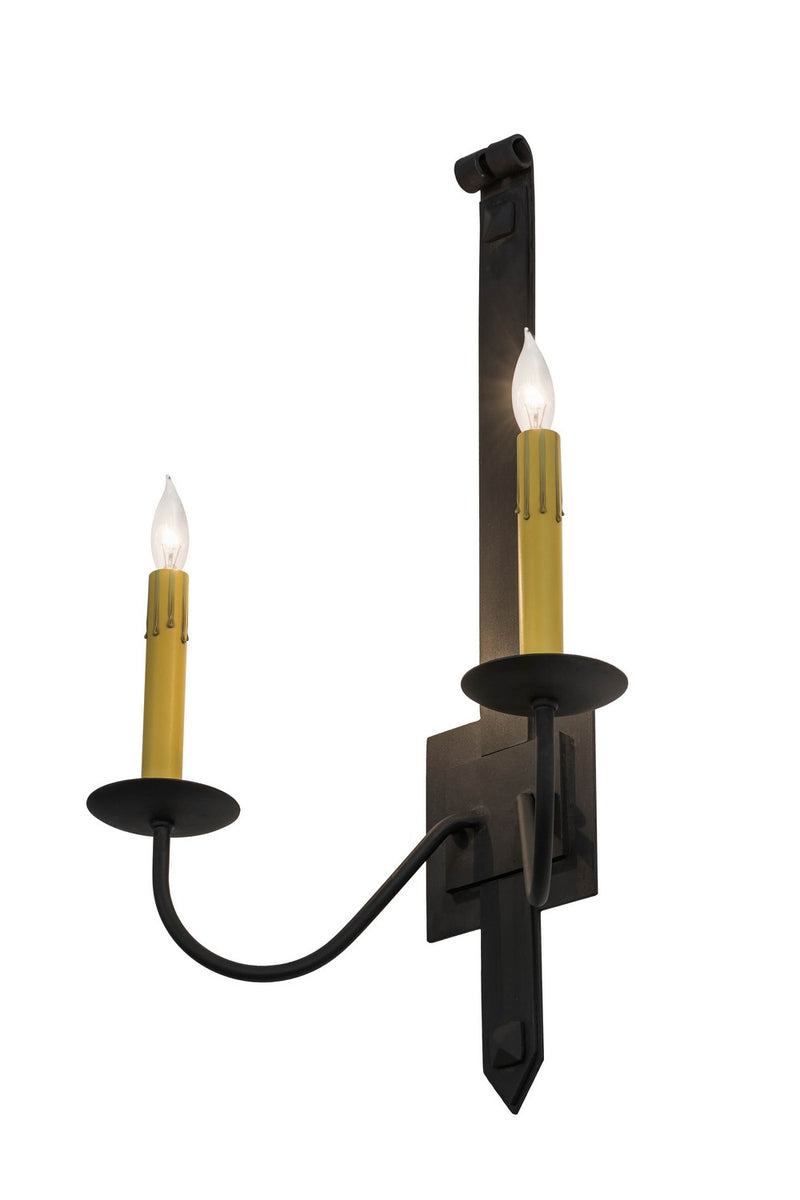 Meyda Tiffany 166556 Two Light Wall Sconce, Costello Black
