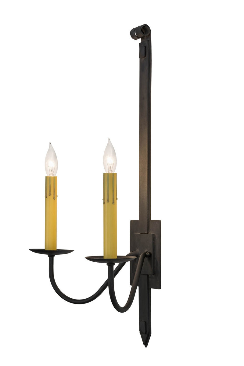 Meyda Tiffany 166556 Two Light Wall Sconce, Costello Black