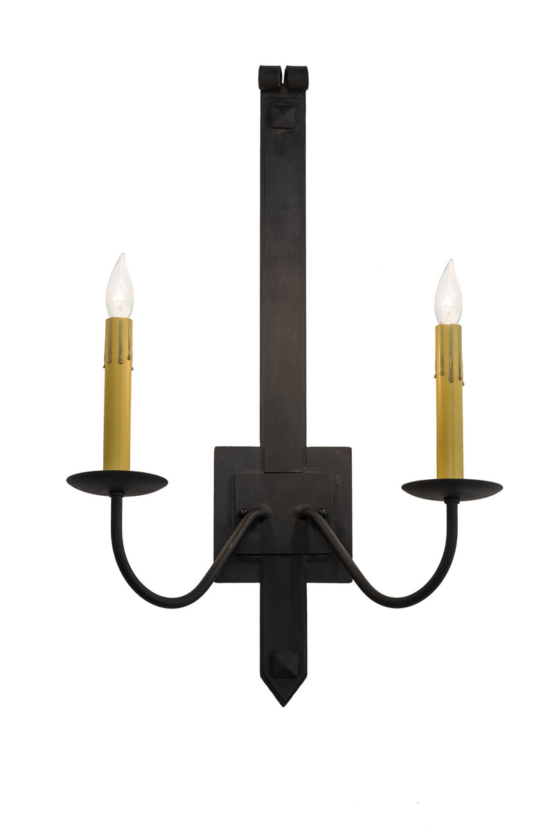 Meyda Tiffany 166556 Two Light Wall Sconce, Costello Black