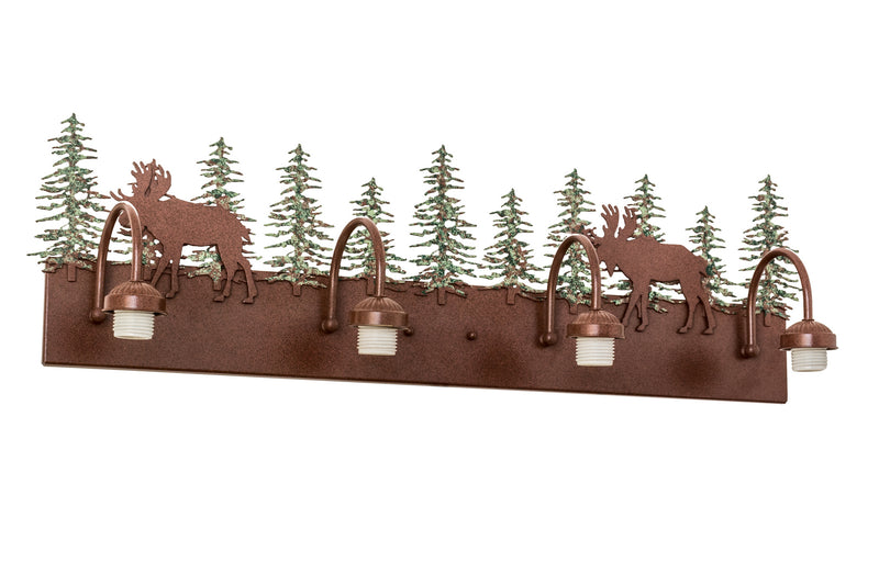 Meyda Tiffany 29471 Four Light Vanity Hardware, Rust/Green Trees