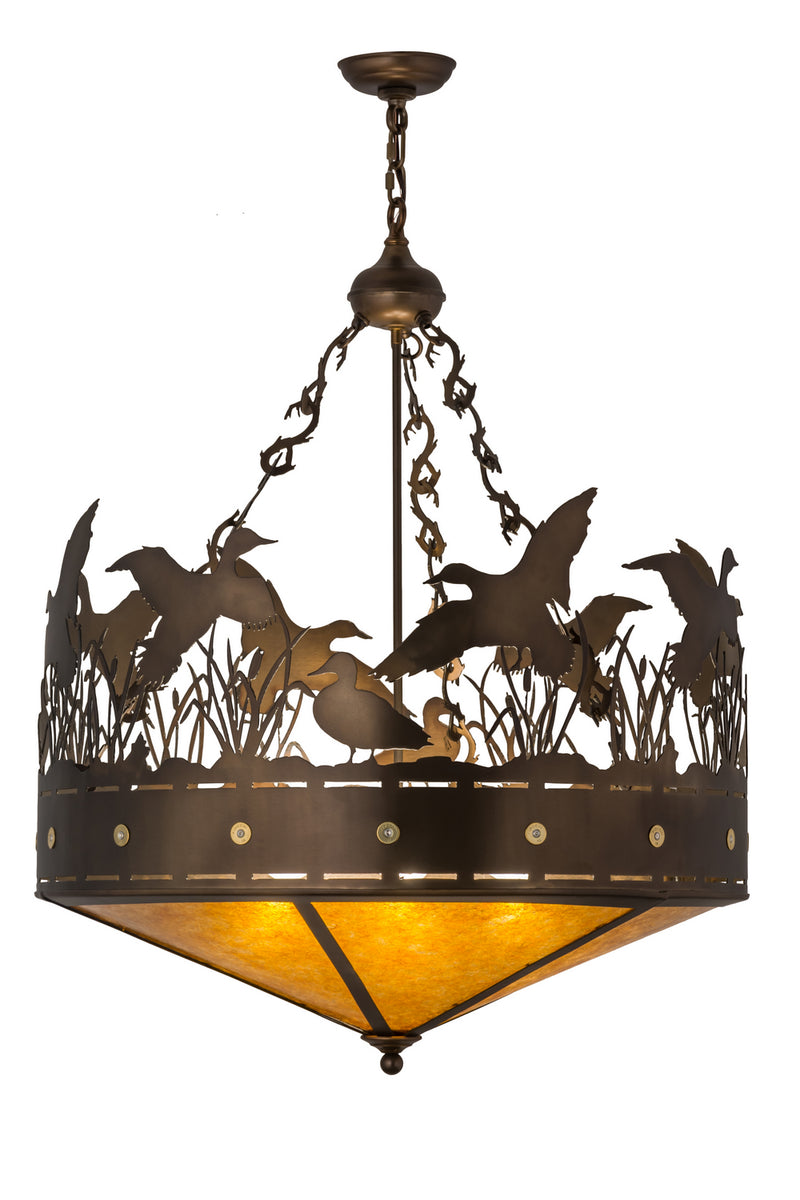 Meyda Tiffany 50138 Four Light Inverted Pendant, Antique Copper