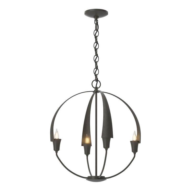 Hubbardton Forge 104201-SKT-07 Four Light Chandelier, Dark Smoke