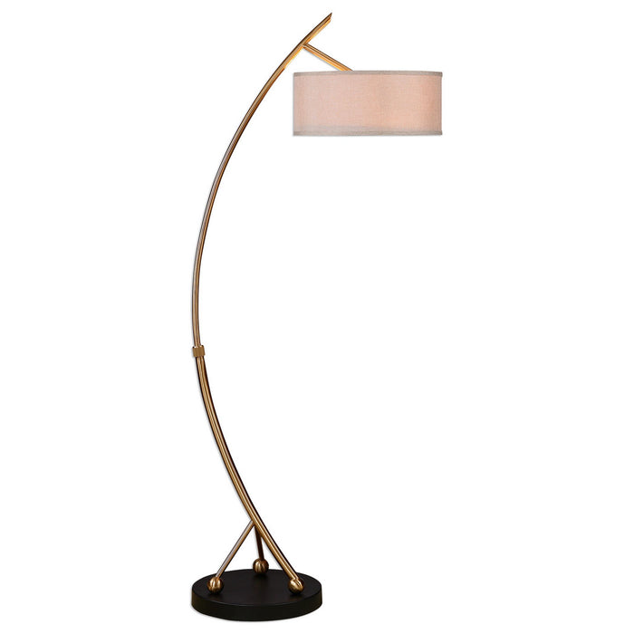 Uttermost 28089-1 Two Light Floor Lamp, Brushed Brass