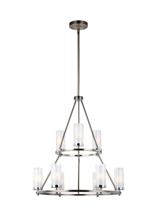 Generation Lighting F2987/9SN/CH Nine Light Chandelier, Satin Nickel / Chrome (Display - Final Sale)