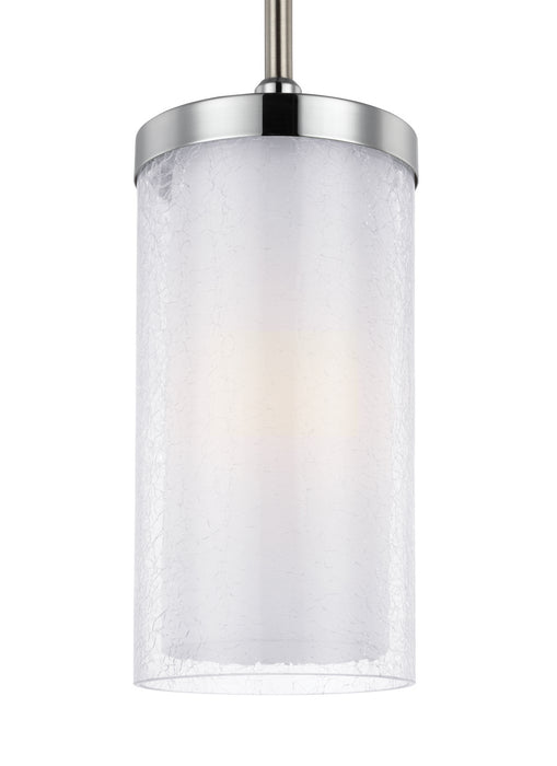 Generation Lighting P1334SN/CH One Light Pendant, Satin Nickel / Chrome