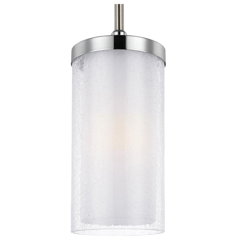 Generation Lighting P1334SN/CH One Light Pendant, Satin Nickel / Chrome