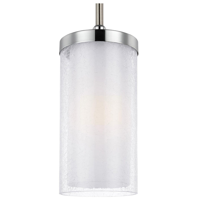 Generation Lighting P1334SN/CH One Light Pendant, Satin Nickel / Chrome