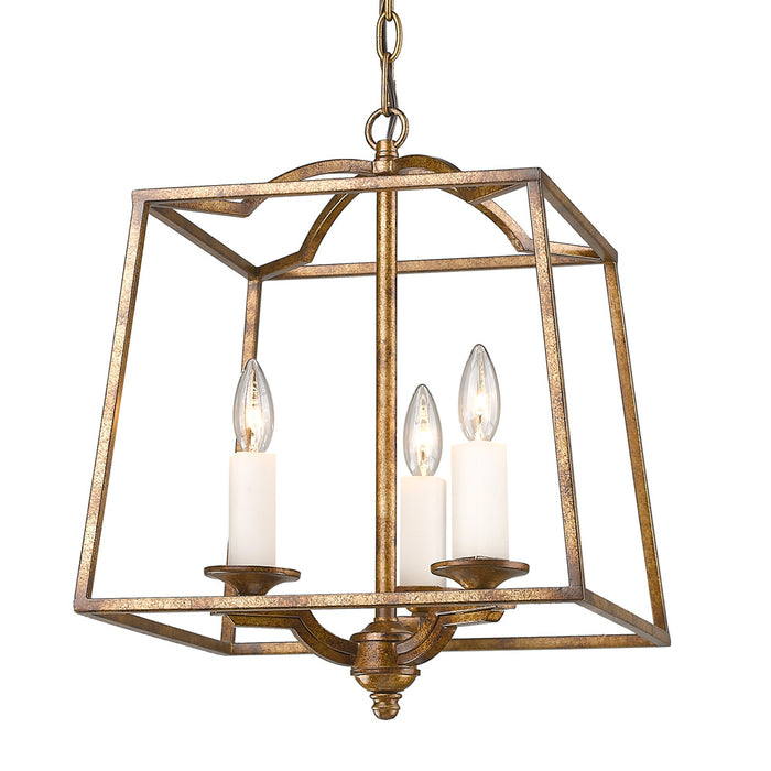 Golden 3072-3P GG Three Light Pendant, Grecian Gold