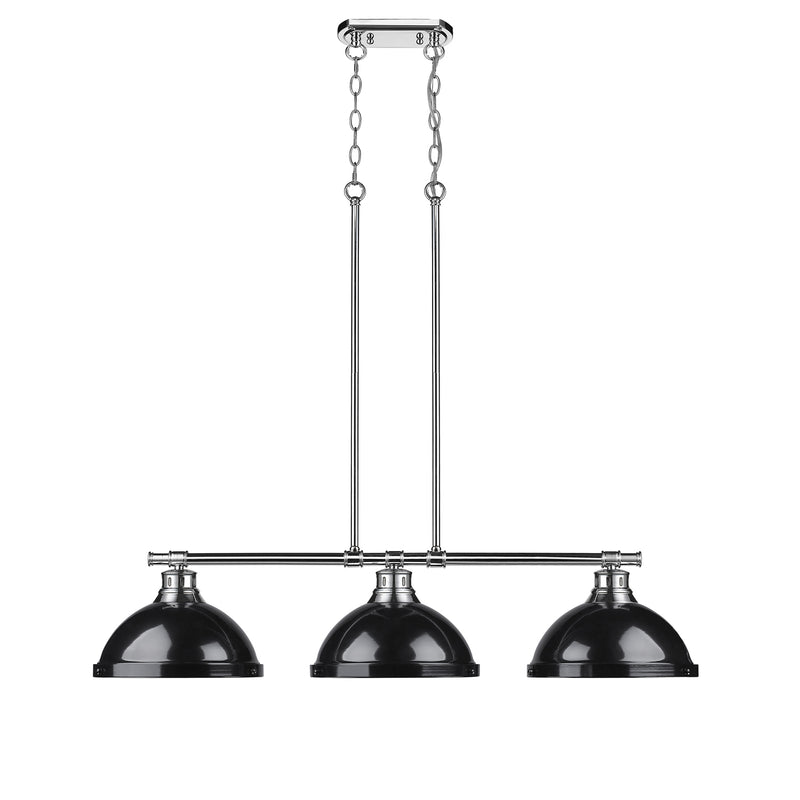 Golden 3602-3LP CH-BK Three Light Linear Pendant, Chrome