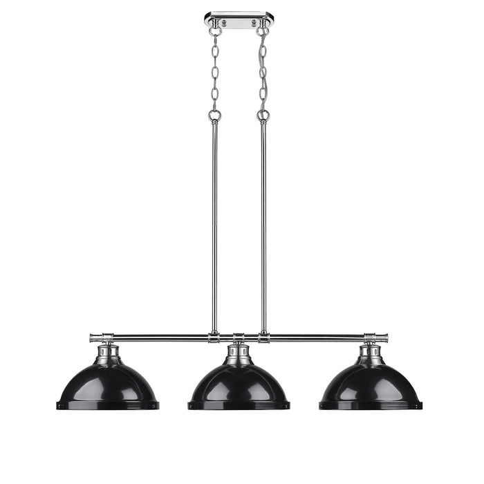 Golden 3602-3LP CH-BK Three Light Linear Pendant, Chrome