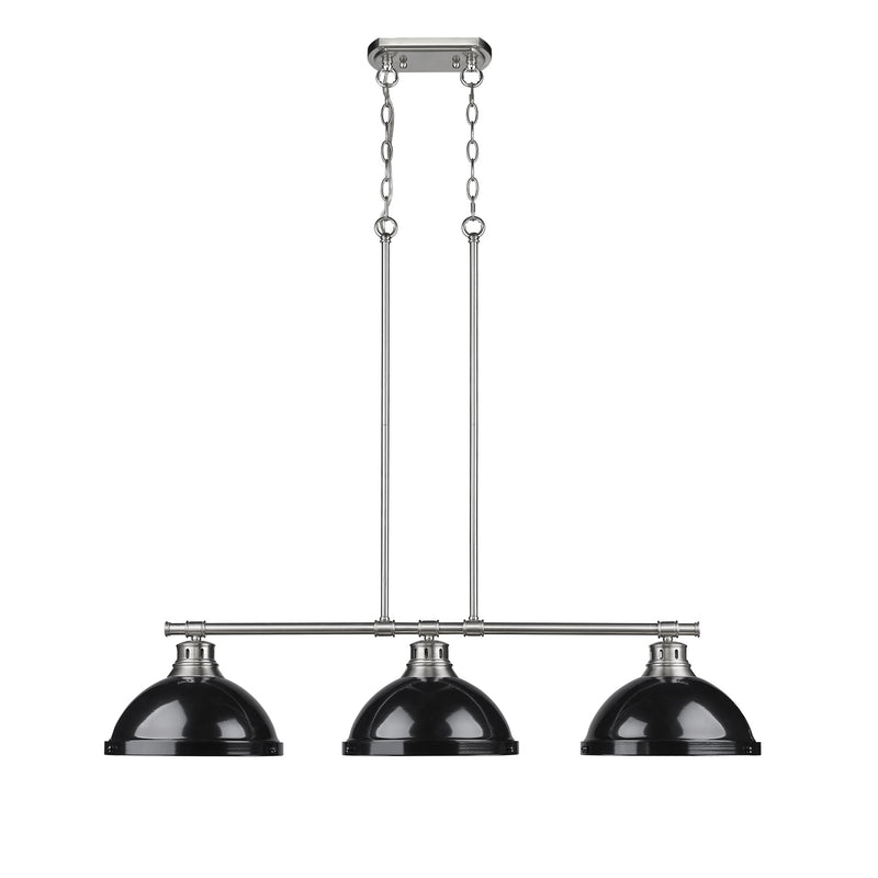 Golden 3602-3LP PW-BK Three Light Linear Pendant, Pewter