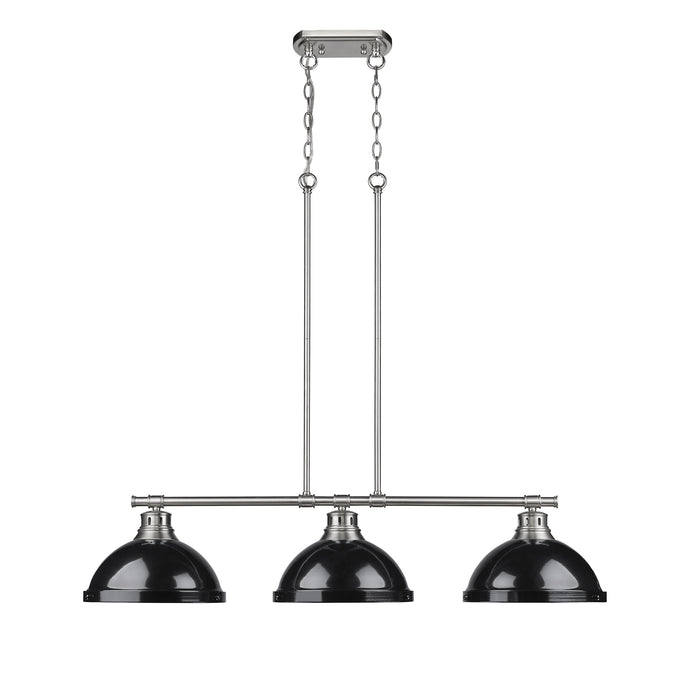 Golden 3602-3LP PW-BK Three Light Linear Pendant, Pewter