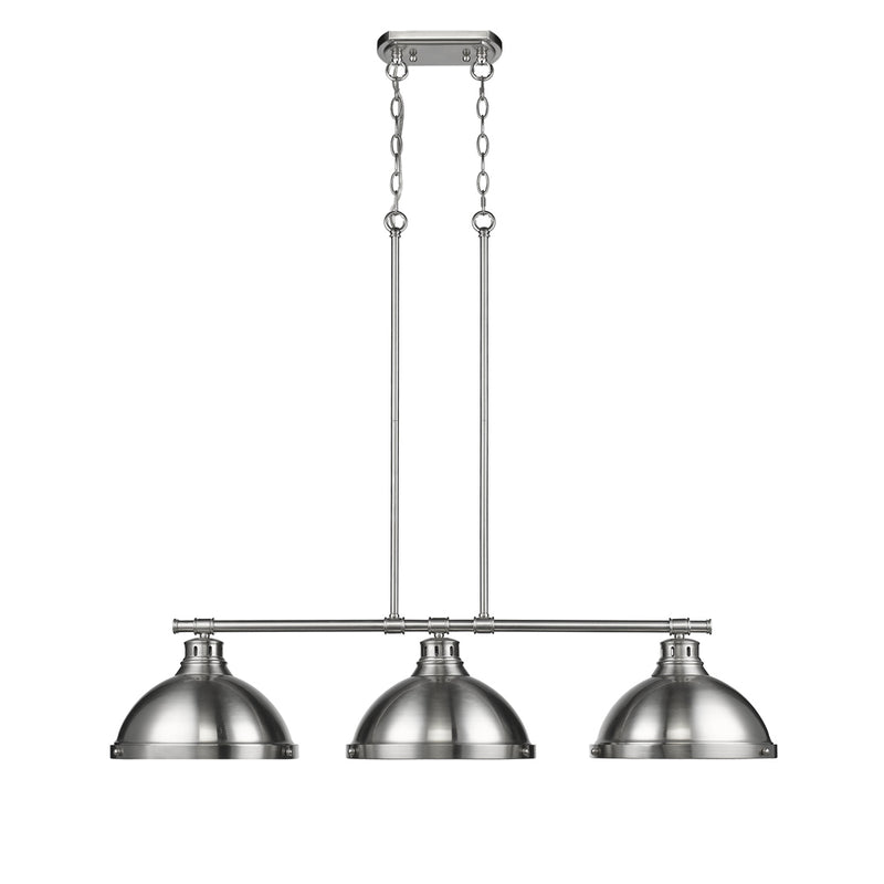 Golden 3602-3LP PW-PW Three Light Linear Pendant, Pewter