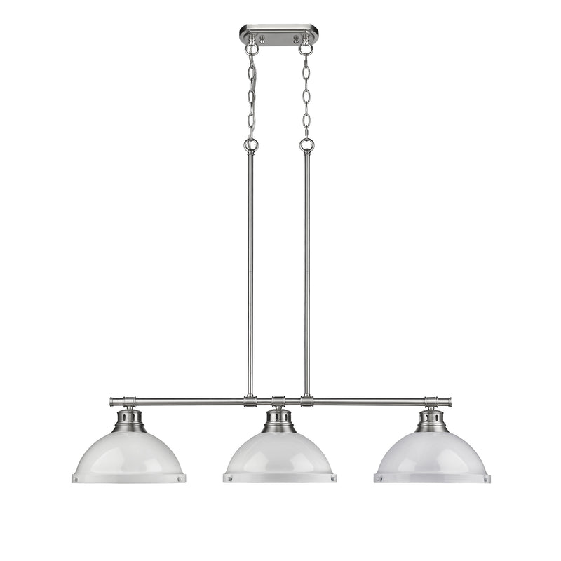 Golden 3602-3LP PW-WH Three Light Linear Pendant, Pewter