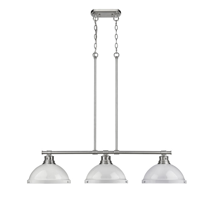Golden 3602-3LP PW-WH Three Light Linear Pendant, Pewter