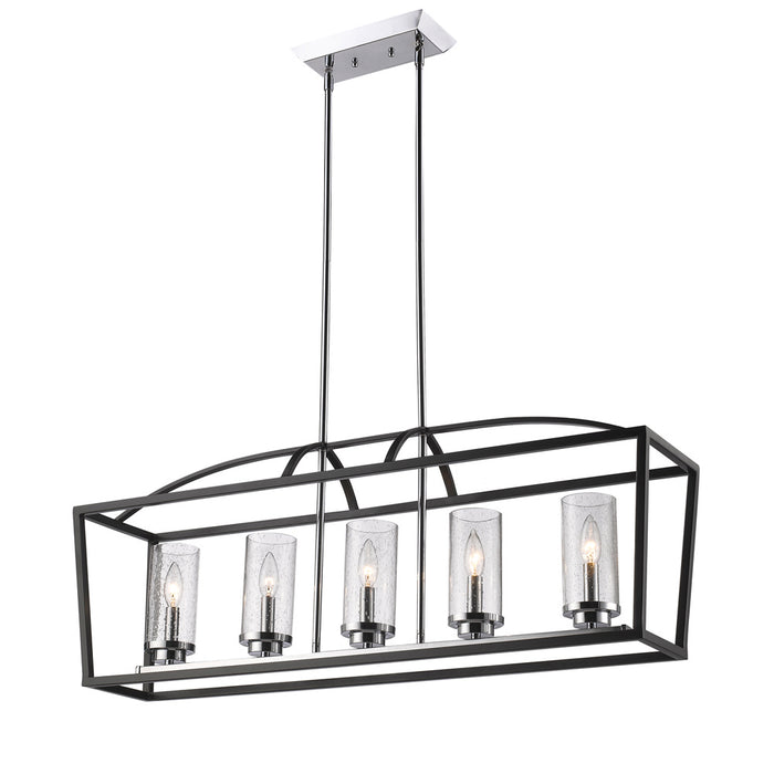 Golden 4309-LP BLK-SD Five Light Linear Pendant, Matte Black