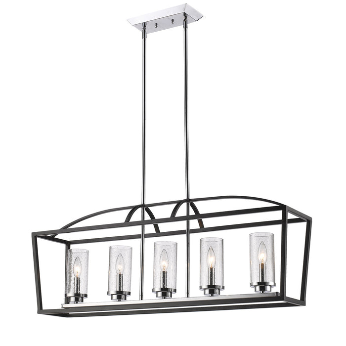 Golden 4309-LP BLK-SD Five Light Linear Pendant, Matte Black