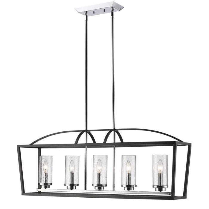 Golden 4309-LP BLK-SD Five Light Linear Pendant, Matte Black