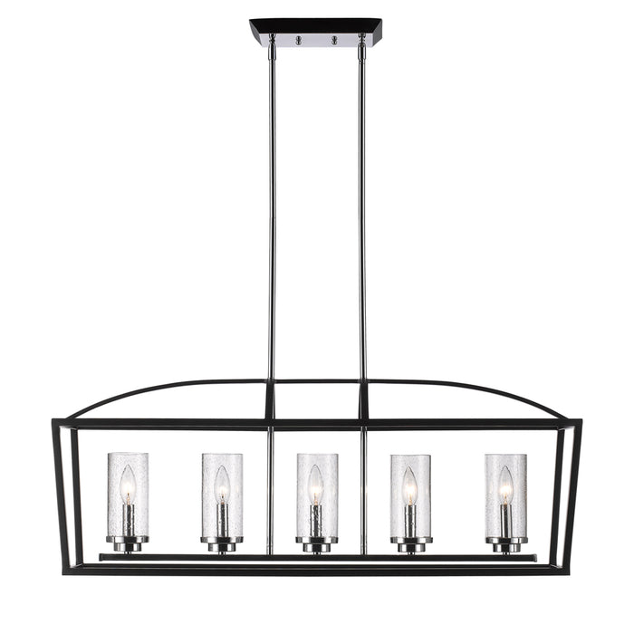 Golden 4309-LP BLK-SD Five Light Linear Pendant, Matte Black