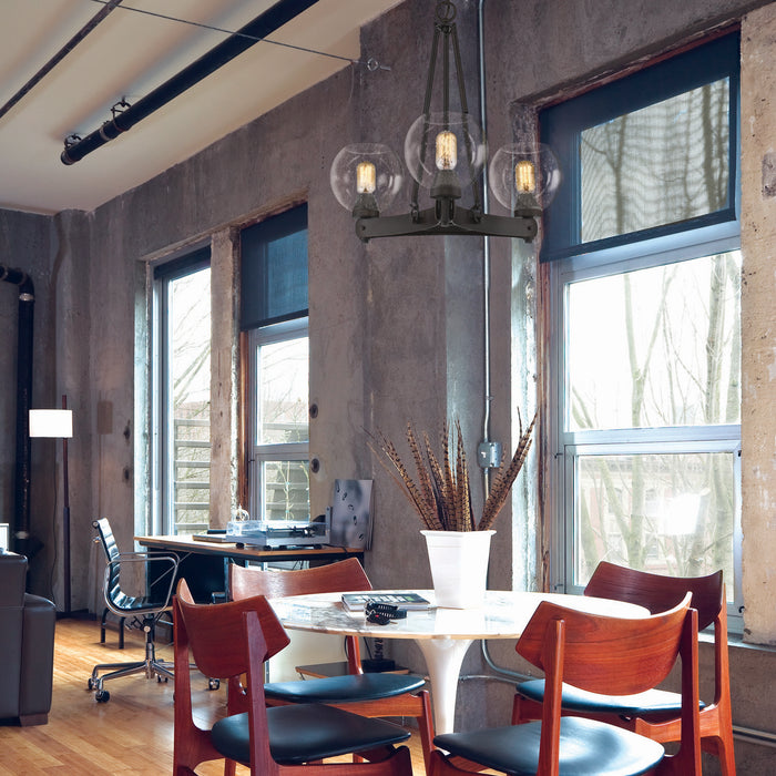 Golden 4855-3 RBZ-SD Three Light Chandelier, Rubbed Bronze