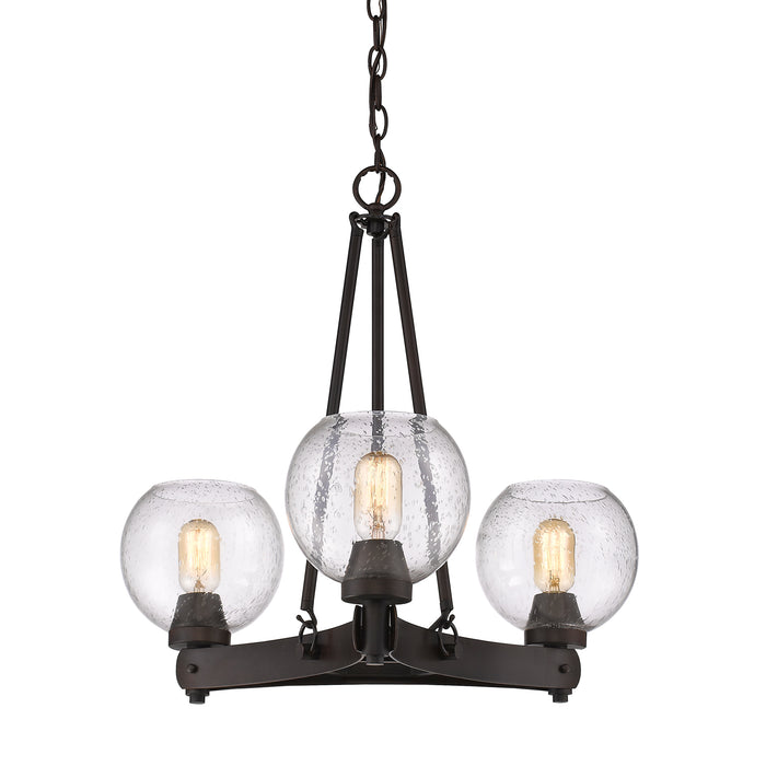 Golden 4855-3 RBZ-SD Three Light Chandelier, Rubbed Bronze