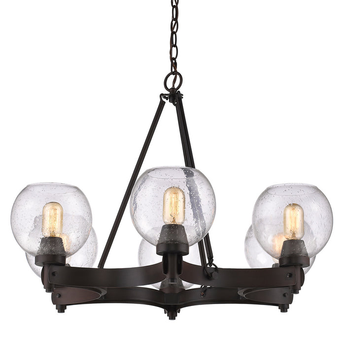 Golden 4855-6 RBZ-SD Six Light Chandelier, Rubbed Bronze