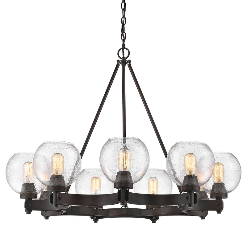 Golden 4855-9 RBZ-SD Nine Light Chandelier, Rubbed Bronze
