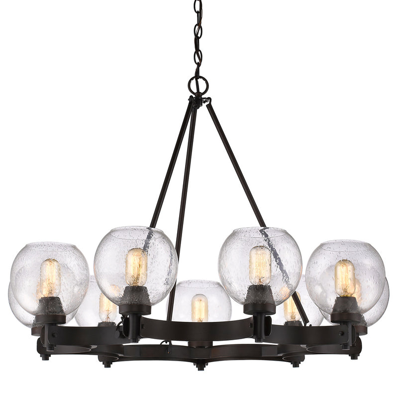 Golden 4855-9 RBZ-SD Nine Light Chandelier, Rubbed Bronze